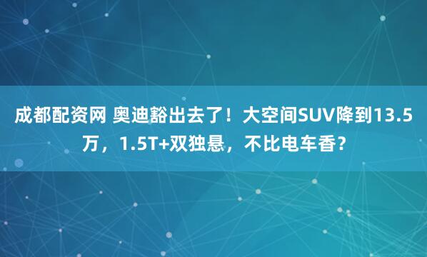 成都配资网 奥迪豁出去了！大空间SUV降到13.5万，1.5T+双独悬，不比电车香？